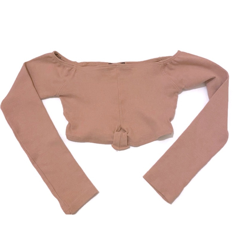Missguided off shoulder long sleeve crop top